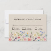 Elegante Bloemen Wildflower Beige Bruiloft RSVP (Voorkant)