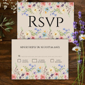 Elegante Bloemen Wildflower Beige Bruiloft RSVP