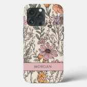 Elegante Bloemen Wildflower Botanical gepersonalis Case-Mate iPhone Case (Achterkant)