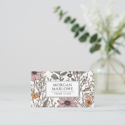 Elegante Bloemen Wildflower Botanical Visitekaartje (Staand voorkant)