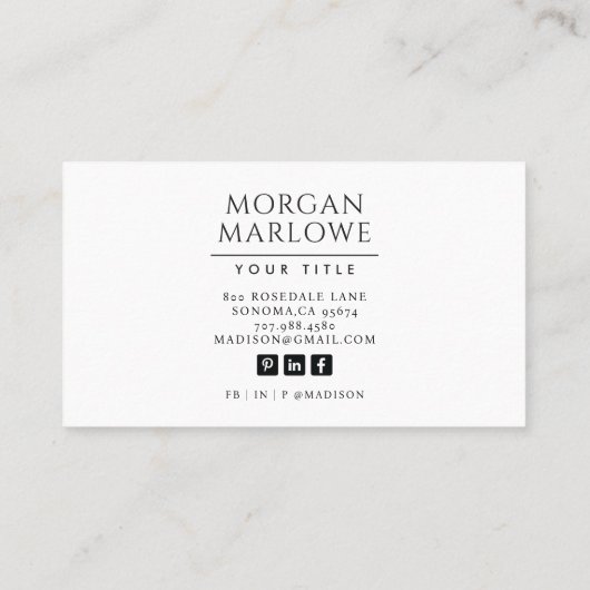 Elegante Bloemen Wildflower Botanical Visitekaartje (Achterkant)