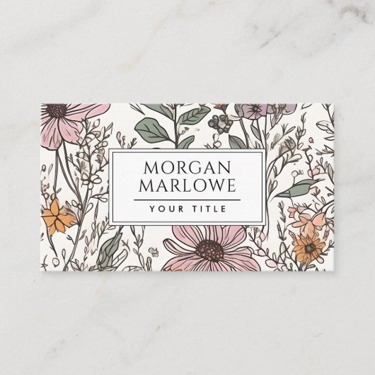 Elegante Bloemen Wildflower Botanical Visitekaartje (Voorkant)