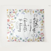 Elegante Bloemen Wildflower Bruiloft Achtergrond B Wandkleed (Voorkant (horizontaal))