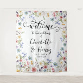 Elegante Bloemen Wildflower Bruiloft Achtergrond B Wandkleed (Voorkant)