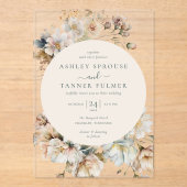 Elegante Bloemen Wildflower bruiloft Acryl Uitnodigingen (Voorkant)