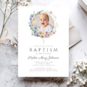 Elegante Bloemen Wildflowers Foto Doop Kaart