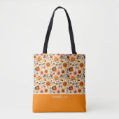 Elegante Bloemen Wildflowers Personaliseren Monogr Tote Bag (Voorkant)