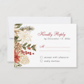 Elegante bloemen winter bruiloft RSVP kaartje (Voorkant)