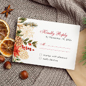 Elegante bloemen winter bruiloft RSVP kaartje