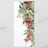 Elegante Bloemen Winter Kerstbruiloft Menu (Achterkant)