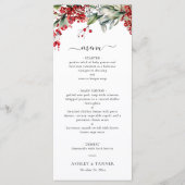 Elegante Bloemen Winter Kerstbruiloft Menu (Voorkant)