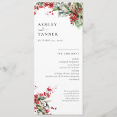 Elegante Bloemen Winter Kerstbruiloft Programmakaart (Voorkant)