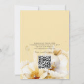 Elegante Bloemen Wit Geel Goud QR Code Trouwen Kaart (Achterkant)