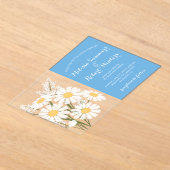 Elegante Bloemen Witte Daisies Boeket Bruiloftsbla Acryl Uitnodigingen (Laagn)