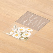 Elegante Bloemen Witte Daisies Boeket Huwelijk Bei Acryl Uitnodigingen (Laagn)