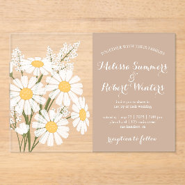 Elegante Bloemen Witte Daisies Boeket Huwelijk Bei Acryl Uitnodigingen