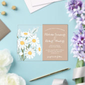 Elegante Bloemen Witte Daisies Boeket Huwelijk Bei Acryl Uitnodigingen (Insitu (Huwelijk))