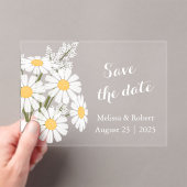 Elegante Bloemen Witte Daisies Save the Date Acryl Uitnodigingen (Insitu (Draagbaar))
