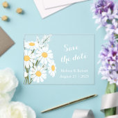 Elegante Bloemen Witte Daisies Save the Date Acryl Uitnodigingen (Insitu (Huwelijk))