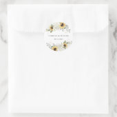 Elegante Bloemen Witte Hydrangea Zonnebloemen Brui Ronde Sticker (Tas)