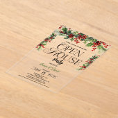Elegante Bloemen Xmas Holly Kerstmis Open Huis Acryl Uitnodigingen (Laagn)