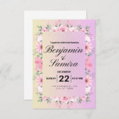 Elegante Bloemen zacht roze pastel Uitnodiging voo (Voorkant / Achterkant)