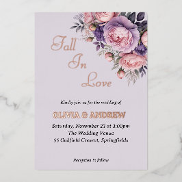 Elegante Bloemen zachte pastel kleuren Trouwen Folie Uitnodiging