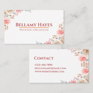 Elegante Bloemen Zachte Waterverf Perzik Beige Mod Visitekaartje