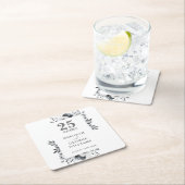 Elegante Bloemen Zilver 25e bruiloft Jubileum Kartonnen Onderzetters (Insitu)