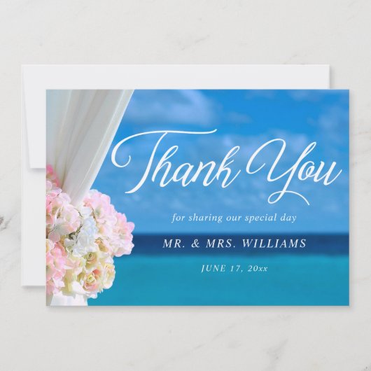 Elegante Bloemen Zomer Strand Bruiloft Dank u kaar Bedankkaart (Voorkant)
