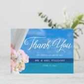 Elegante Bloemen Zomer Strand Bruiloft Dank u kaar Bedankkaart (Staand voorkant)