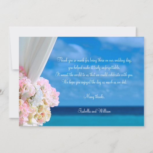 Elegante Bloemen Zomer Strand Bruiloft Dank u kaar Bedankkaart (Achterkant)