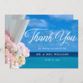 Elegante Bloemen Zomer Strand Bruiloft Dank u kaar Bedankkaart (Voorkant / Achterkant)