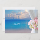 Elegante Bloemen Zomer Sunset Ocean Beach Huwelijk Kaart (Achterkant)