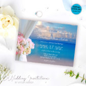 Elegante Bloemen Zomer Sunset Ocean Beach Huwelijk Kaart