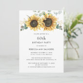 Elegante Bloemen Zonnebloem 60ste Verjaardagsfeest Kaart (Staand voorkant)