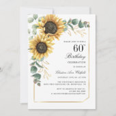 Elegante Bloemen Zonnebloem 60ste Verjaardagsfeest Kaart (Voorkant)