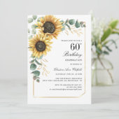 Elegante Bloemen Zonnebloem 60ste Verjaardagsfeest Kaart (Staand voorkant)