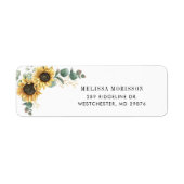 Elegante Bloemen Zonnebloem Eucalyptus Retouradres Etiket (Voorkant)