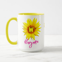 Elegante Bloemen Zonnebloem Koffie Mok (Haar Naam)