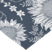 Elegante Bloemen Zonnebloem Marine Blauw Wit Tafel Tafelkleed (Gekanteld)