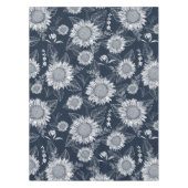 Elegante Bloemen Zonnebloem Marine Blauw Wit Tafel Tafelkleed (Voorkant)