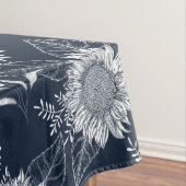 Elegante Bloemen Zonnebloem Marine Blauw Wit Tafel Tafelkleed (Voorbeeld)