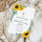 Elegante Bloemen Zonnebloem Religieuze Doop Kaart