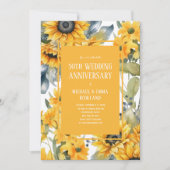 Elegante Bloemen Zonnebloemen 50ste bruiloft Jubil Kaart (Voorkant)