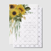 Elegante Bloemen Zonnebloemen Huwelijk Save The Da Vellum Uitnodigingen (Offset (Uitnodiging))