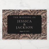 Elegante Bloemen Zwart en Roos Gouden Mousserende  Sparkling Wijnetiket (Enkel label)