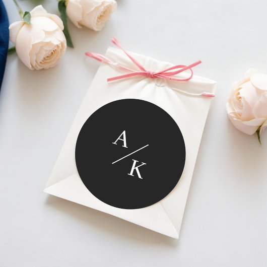Elegante Bloemen zwart en wit Ronde Sticker