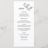 Elegante Bloemen Zwart en Wit Trouwmenu Menu (Voorkant)