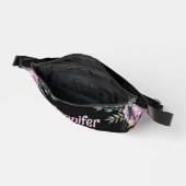 Elegante Bloemen Zwart Roze Gepersonaliseerde Cool Heuptasje (Open)